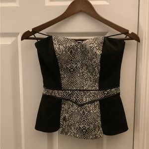 Guess Black and Snake Print Bustier Top